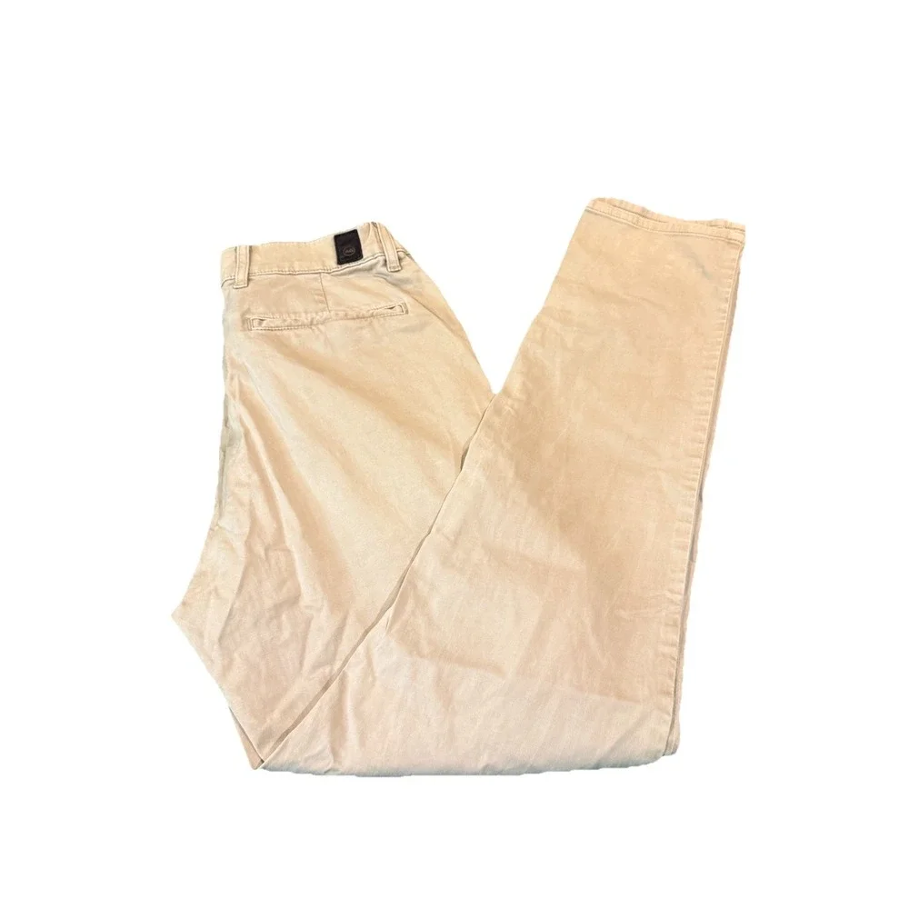 AG Adriano Goldschmied THE ROMAN  Women Sz 31R Skinny Pleated Beige Hiking Pants